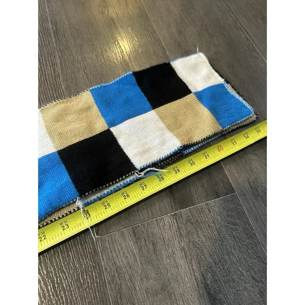 Puma scarf Blue Black Tan Block Pattern Winter Knit OSFM